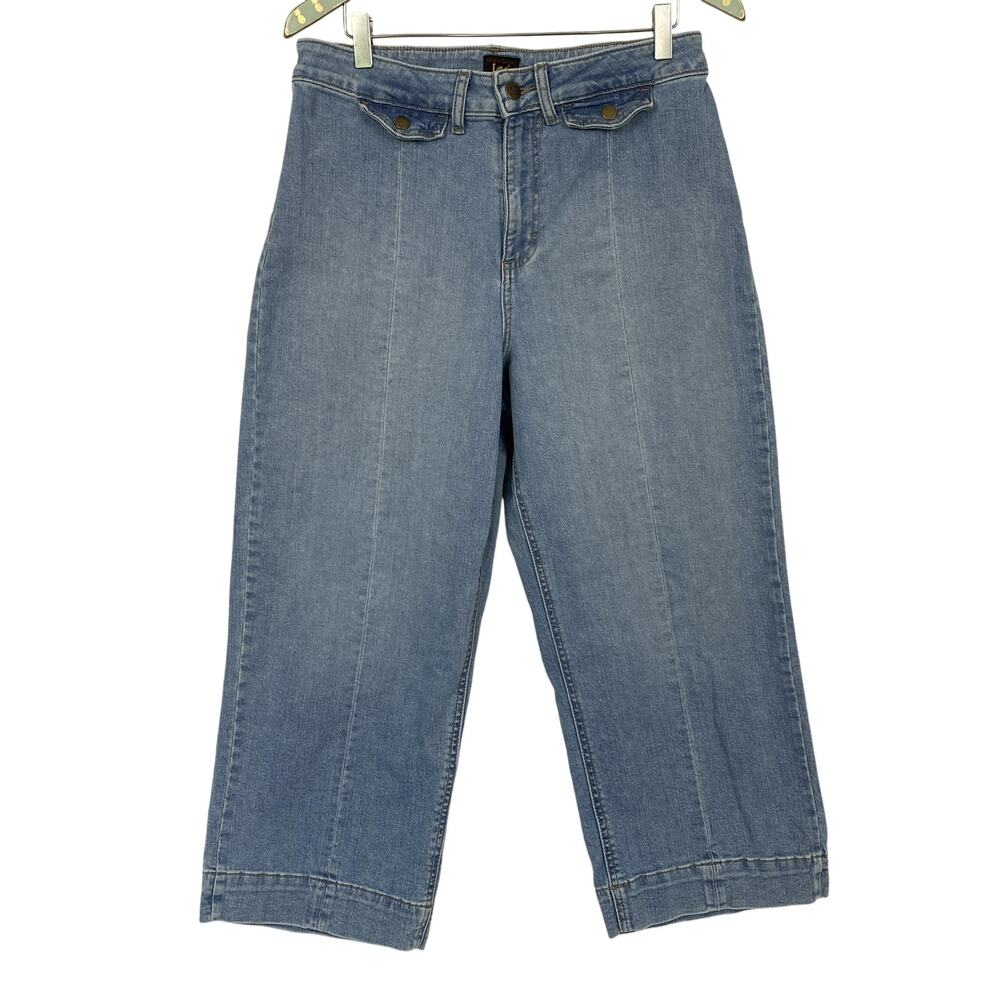 Vintage Lee Jeans Womens 12 Wide Leg Crop High‎ Rise Coastal Cowgirl Y2K 31x25